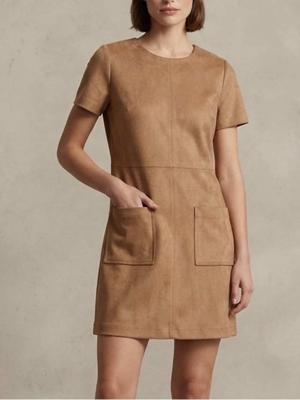 O’Stin Studio Tan Suede Shift Dress Size S